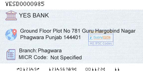 Yes Bank PhagwaraBranch 