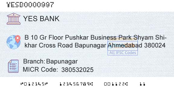 Yes Bank BapunagarBranch 