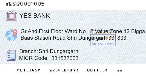 Yes Bank Shri DungargarhBranch 