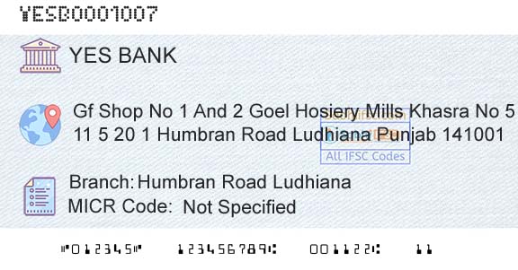 Yes Bank Humbran Road LudhianaBranch 