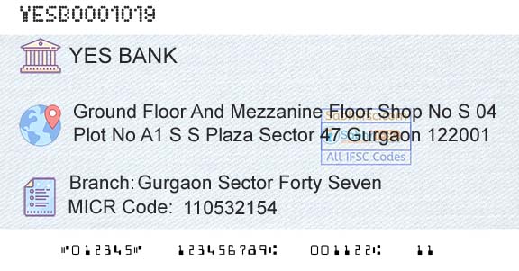 Yes Bank Gurgaon Sector Forty SevenBranch 