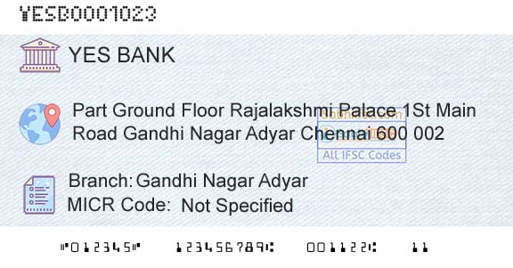 Yes Bank Gandhi Nagar AdyarBranch 