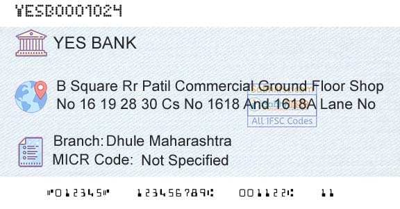 Yes Bank Dhule MaharashtraBranch 