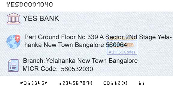 Yes Bank Yelahanka New Town BangaloreBranch 