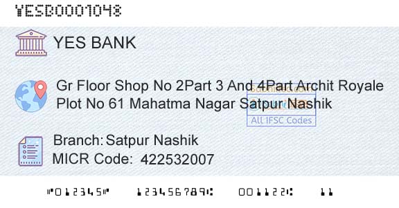 Yes Bank Satpur NashikBranch 