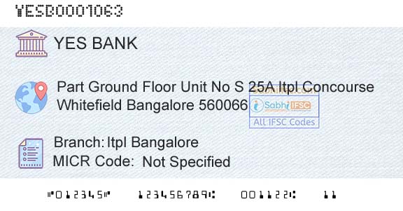 Yes Bank Itpl BangaloreBranch 