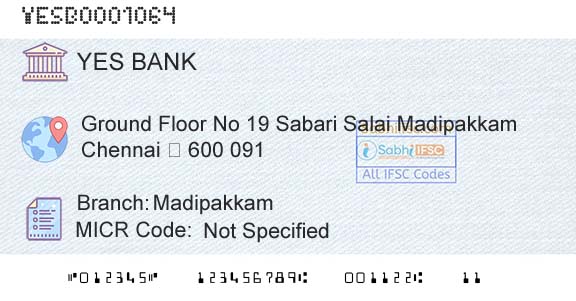 Yes Bank MadipakkamBranch 
