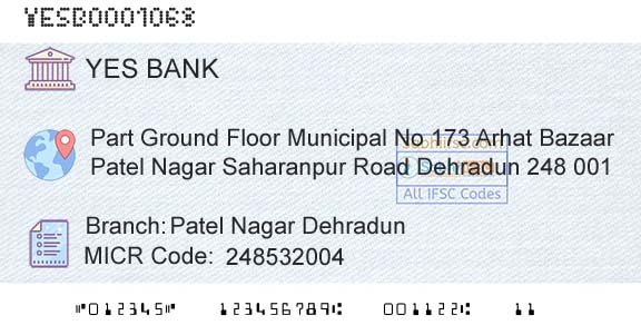 Yes Bank Patel Nagar DehradunBranch 