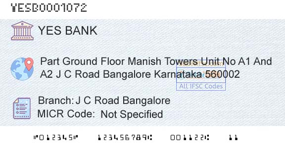 Yes Bank J C Road BangaloreBranch 