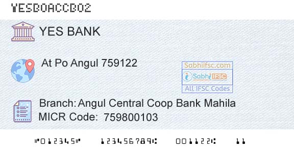 Yes Bank Angul Central Coop Bank MahilaBranch 