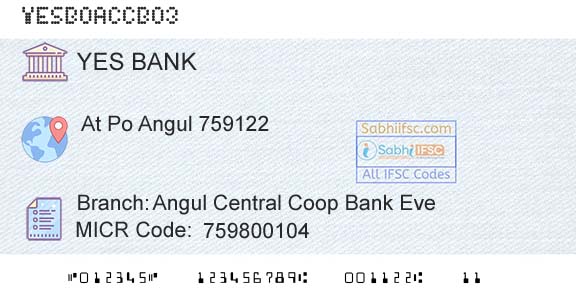 Yes Bank Angul Central Coop Bank EveBranch 