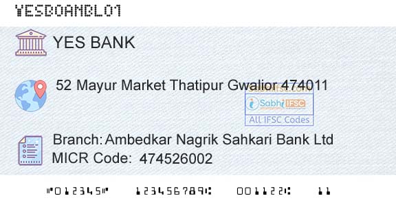 Yes Bank Ambedkar Nagrik Sahkari Bank LtdBranch 