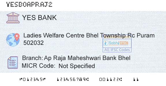 Yes Bank Ap Raja Maheshwari Bank BhelBranch 