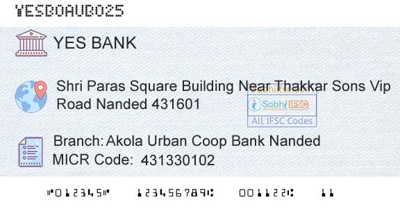 Yes Bank Akola Urban Coop Bank NandedBranch 