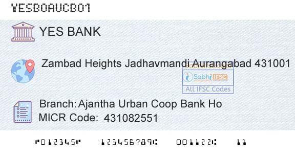 Yes Bank Ajantha Urban Coop Bank HoBranch 