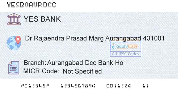 Yes Bank Aurangabad Dcc Bank HoBranch 