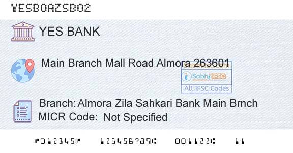 Yes Bank Almora Zila Sahkari Bank Main BrnchBranch 