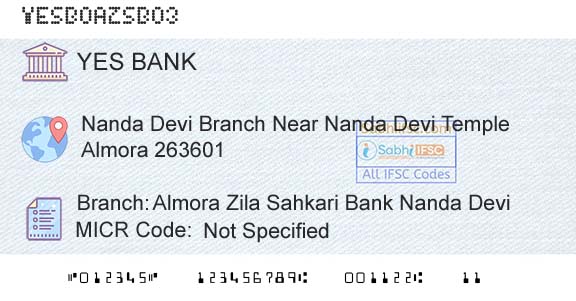 Yes Bank Almora Zila Sahkari Bank Nanda DeviBranch 