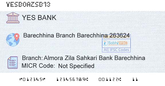 Yes Bank Almora Zila Sahkari Bank BarechhinaBranch 