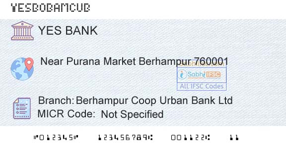 Yes Bank Berhampur Coop Urban Bank LtdBranch 