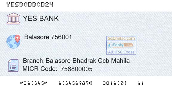 Yes Bank Balasore Bhadrak Ccb MahilaBranch 