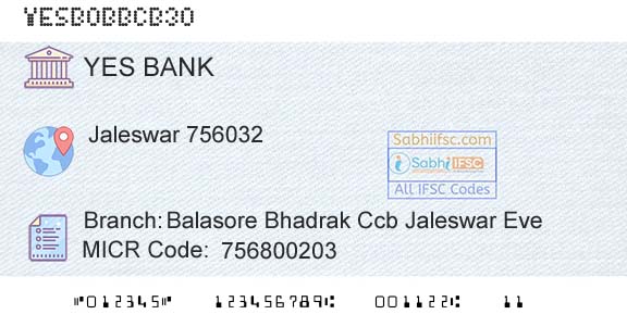 Yes Bank Balasore Bhadrak Ccb Jaleswar EveBranch 