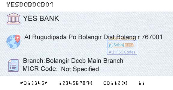 Yes Bank Bolangir Dccb Main BranchBranch 