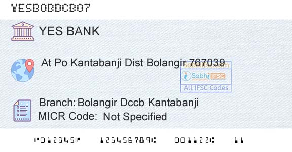 Yes Bank Bolangir Dccb KantabanjiBranch 