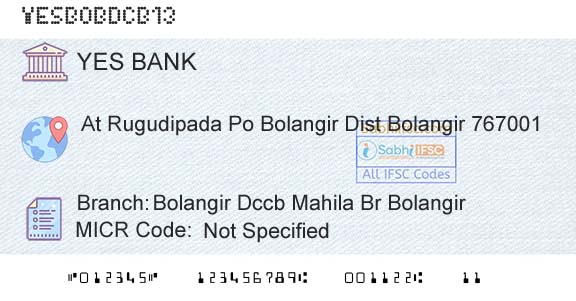 Yes Bank Bolangir Dccb Mahila Br BolangirBranch 