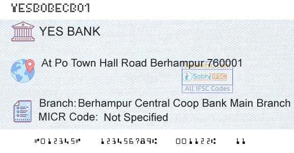 Yes Bank Berhampur Central Coop Bank Main BranchBranch 