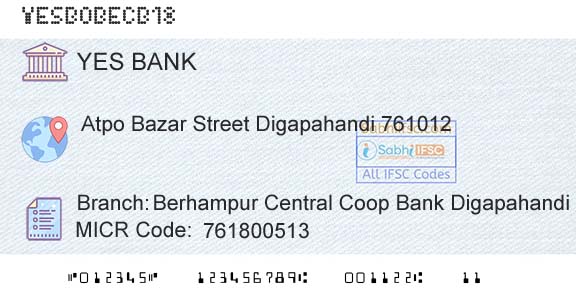 Yes Bank Berhampur Central Coop Bank DigapahandiBranch 