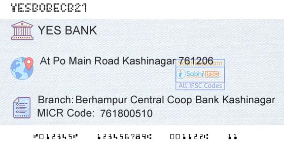 Yes Bank Berhampur Central Coop Bank KashinagarBranch 