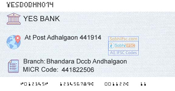 Yes Bank Bhandara Dccb AndhalgaonBranch 