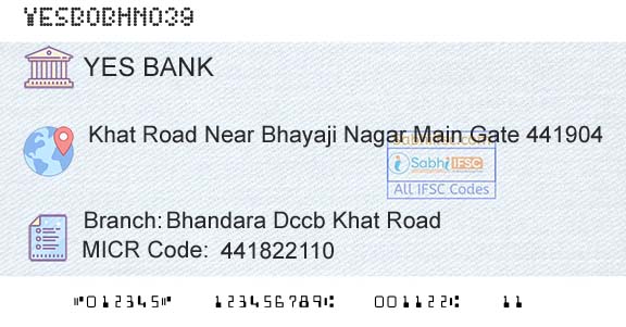 Yes Bank Bhandara Dccb Khat RoadBranch 