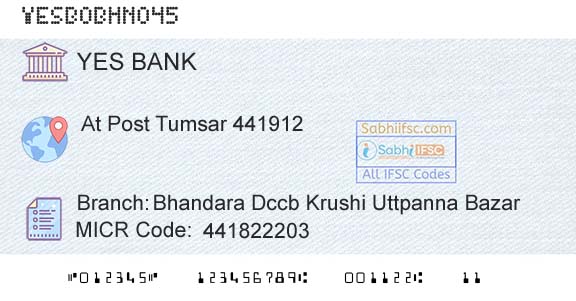 Yes Bank Bhandara Dccb Krushi Uttpanna BazarBranch 
