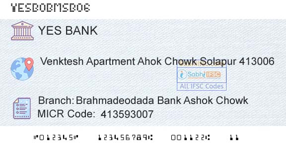 Yes Bank Brahmadeodada Bank Ashok ChowkBranch 