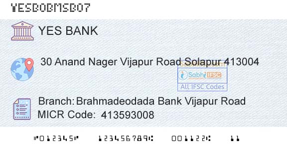 Yes Bank Brahmadeodada Bank Vijapur RoadBranch 