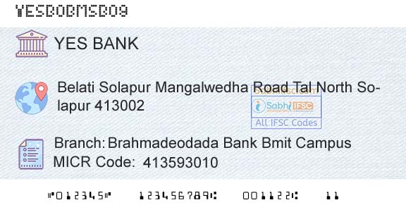 Yes Bank Brahmadeodada Bank Bmit CampusBranch 