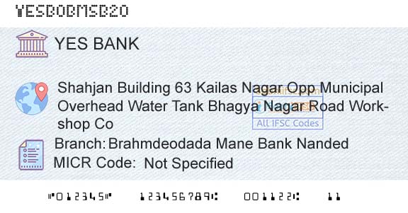 Yes Bank Brahmdeodada Mane Bank NandedBranch 