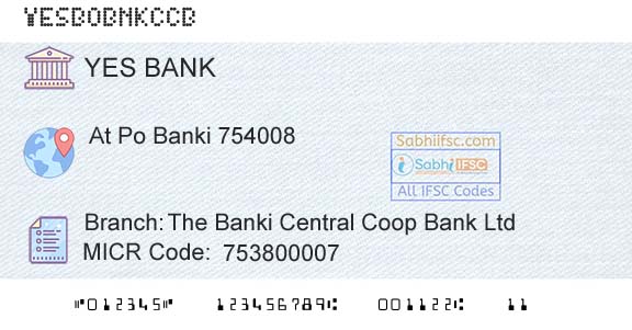 Yes Bank The Banki Central Coop Bank LtdBranch 