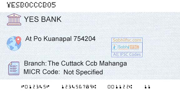 Yes Bank The Cuttack Ccb MahangaBranch 