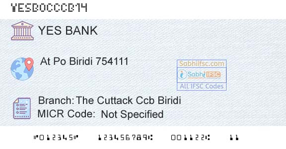 Yes Bank The Cuttack Ccb BiridiBranch 