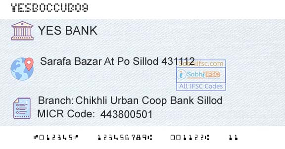 Yes Bank Chikhli Urban Coop Bank SillodBranch 