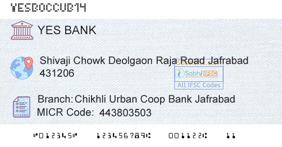 Yes Bank Chikhli Urban Coop Bank JafrabadBranch 