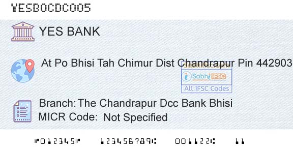 Yes Bank The Chandrapur Dcc Bank BhisiBranch 