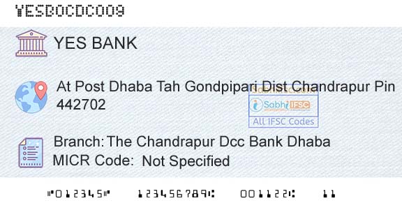 Yes Bank The Chandrapur Dcc Bank DhabaBranch 