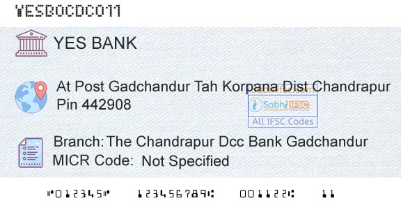 Yes Bank The Chandrapur Dcc Bank GadchandurBranch 