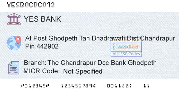 Yes Bank The Chandrapur Dcc Bank GhodpethBranch 