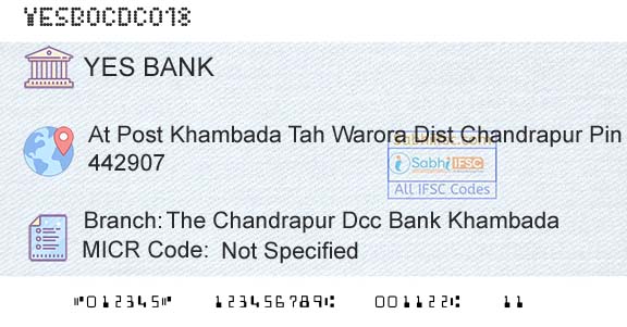 Yes Bank The Chandrapur Dcc Bank KhambadaBranch 