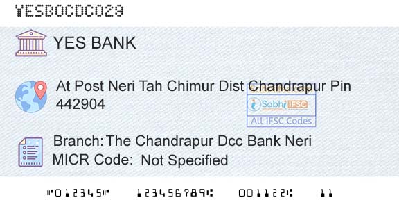 Yes Bank The Chandrapur Dcc Bank NeriBranch 